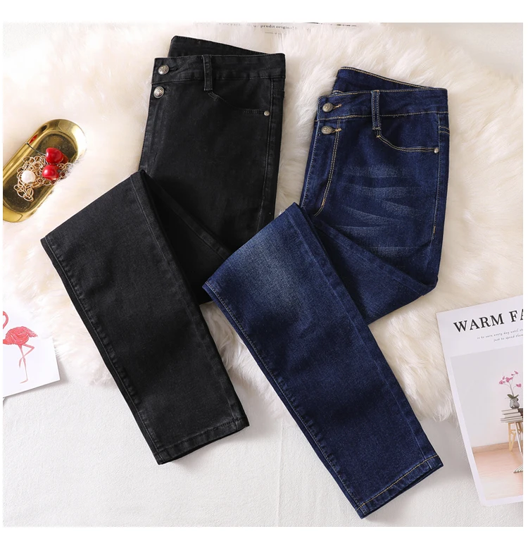 Jeans Womens High Waist Elastic Skinny Denim Long Pencil Pants Plus Size 42 Woman Jeans Camisa Feminina Lady Fat Trousers
