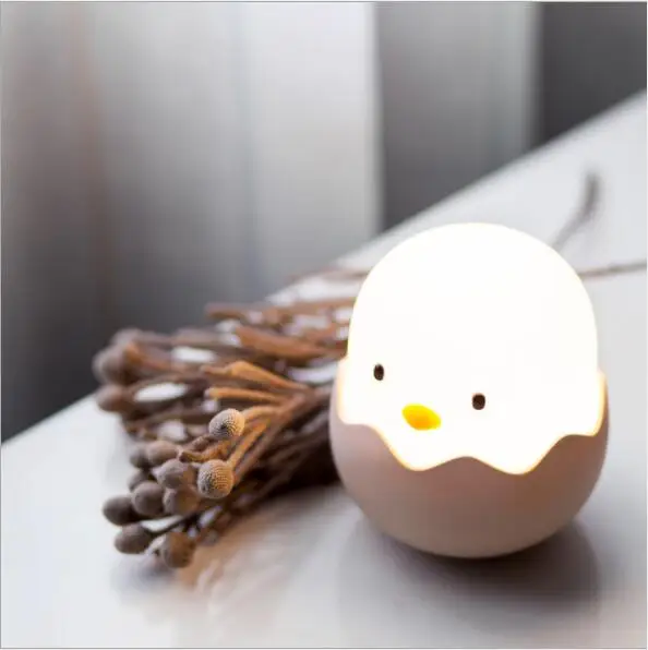 Мультяшная Eggshell лампа Цыпленок, спальня, креативный энергосберегающий прикроватный мини-детский светодиодный ночник для кормления, зарядка, спящий USB свет