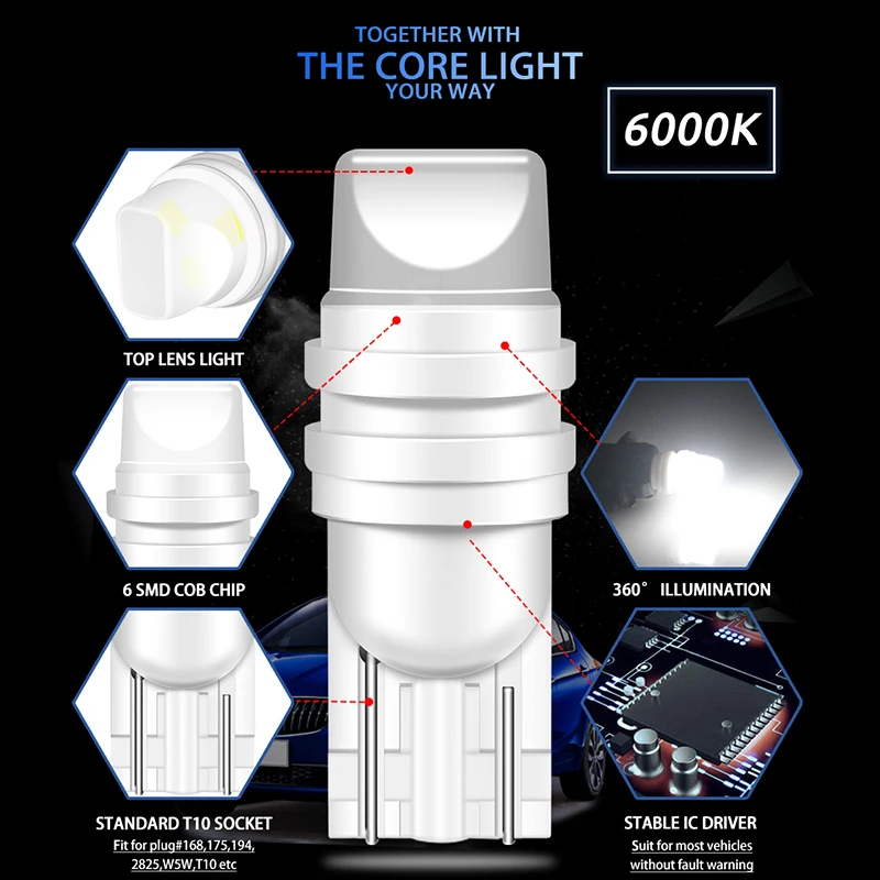 10x T10 Led W5W Led ����� 3D Canbus ���� �ڵ��� ���׸��� ���� WY5W 194 168 ���� �� ����Ʈ �Ǳ� �÷���Ʈ �� ���̵� ����