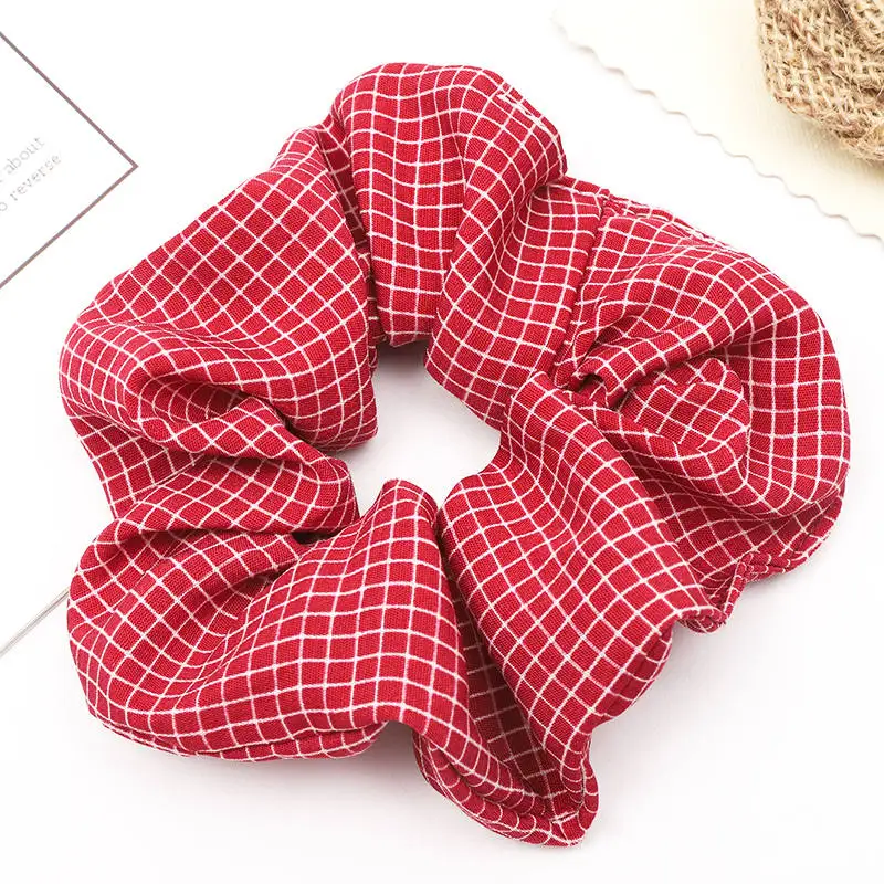 Cute Classic Scrunchie Stretch Headband Dot Plaid Scrunchies Women Elastic Hair Band Girls Hair Ties Striped Hair Accessories hair clips for fine hair Hair Accessories