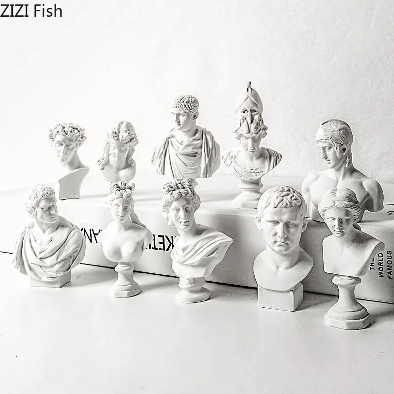

Creative Nordic Resin Human head Sculpture Imitation plaster Decorative ornaments Mini Greek mythology David Desktop crafts