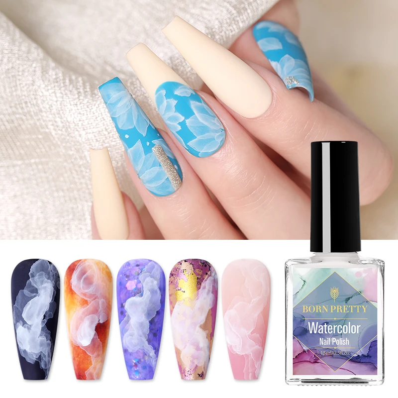 BORN PRETTY 15/6 мл акварельные чернила для ногтей белый лак дизайн натуральный сушить