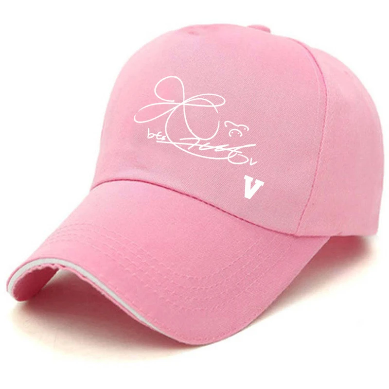 V-pink Модные армейские шапки в Корейском стиле Bangtan для мальчиков, фирменные бейсболки JIMIN V RAPMONSTER JIN JUNGKOOK SUGA J-HOPE Kpop - Цвет: V-pink