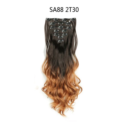 MERISI HAIR 22 Synthetic Deep Wave Hair Heat Resistant Light Brown Gray Blond Women Hair Extension Set Clip In Ombre Hair - Color: SA88 2T30