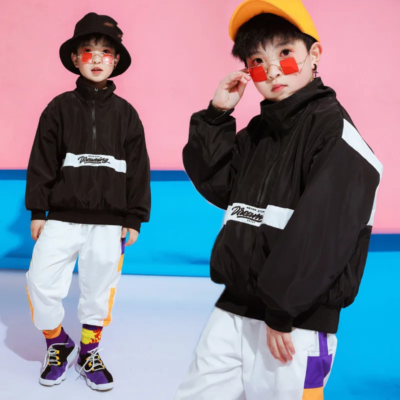 Children's Street Dance Wear Suit Loose Jacket+Pants 2 Piece Set Kids Girls Boys Hip Hop Costumes for Stage Performance 4-18T (5)
