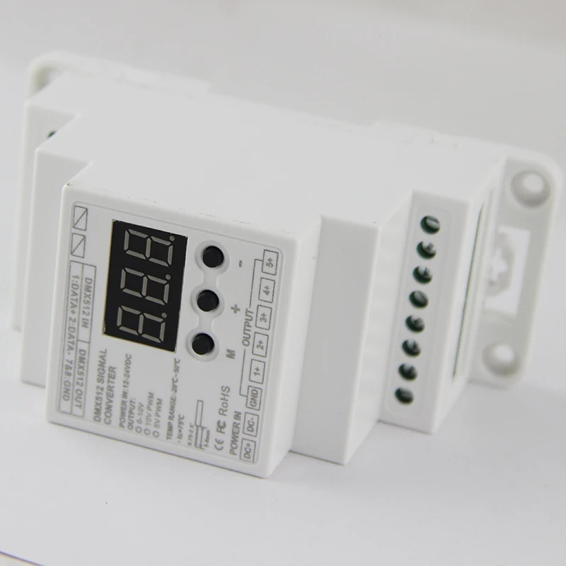5 Channel led Din Rail DMX512/1990 signal to 0-10V or PWM10V or PWM5V signal converter DMX512 controller,DC12V-24V
