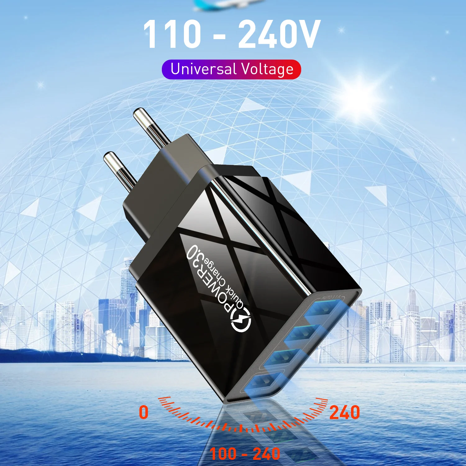 Lovebay чехол 4 usb зарядное устройство быстрое для путешествий на перезарядку