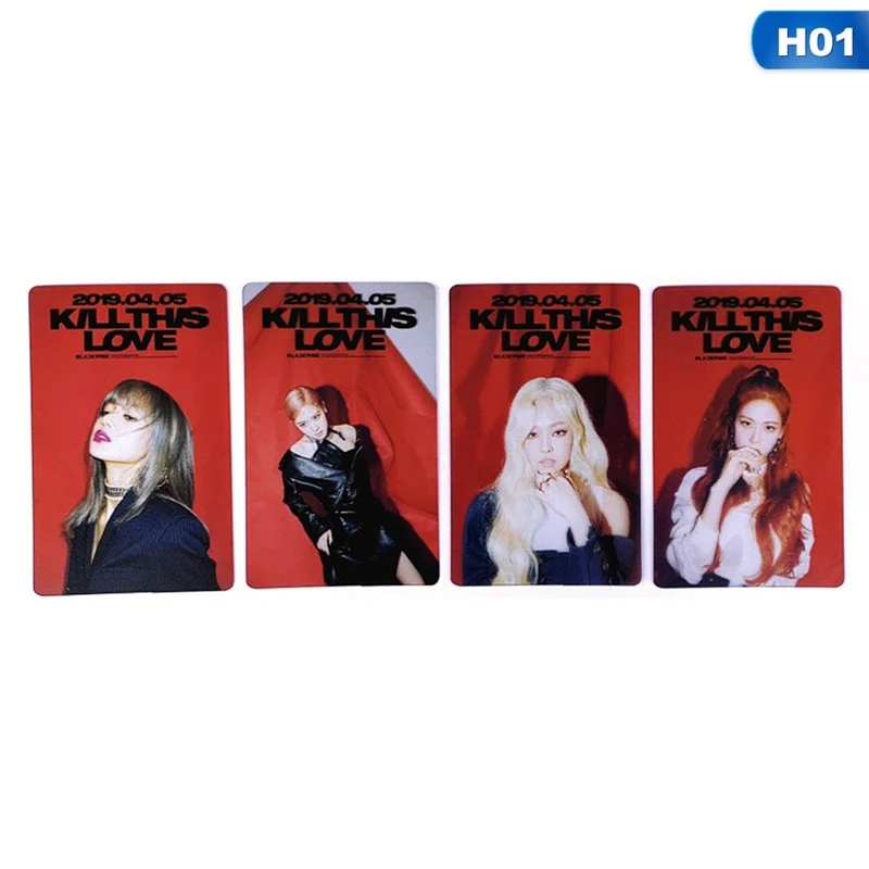 4Pcs/Lot Blackpink PVC Clear Photo Card KILL THIS LOVE Album Collective Cards Happy Birthday LOMO Cards HD Photocard - Цвет: H01