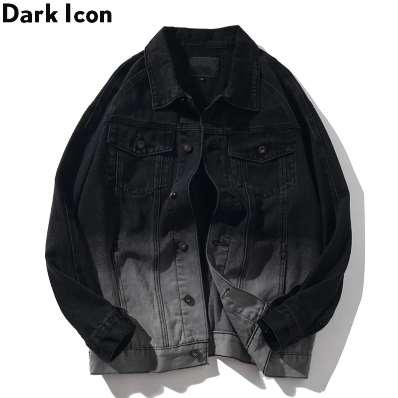 Мужская джинсовая куртка с отложным воротником Dark Icon градиентная уличная модная