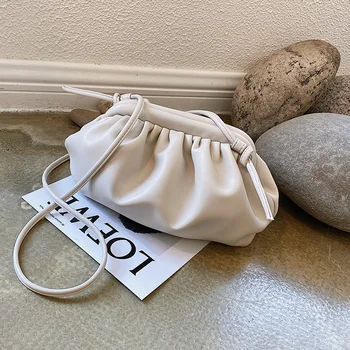 

JZ CHIEF Simple Bag For Women 2020 Summer Brand Designer Crossbody Bag Small Shoulder Bag Dumpling Cloud Clutch Purse White