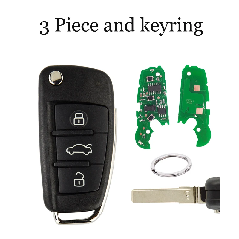 OkeyTech для Audi A3 TT Автомобильный ключ 3 кнопки дистанционного управления Смарт флип Замена ключа ID48 чип кольцо HAA HU66 лезвие - Количество кнопок: 3 Piece
