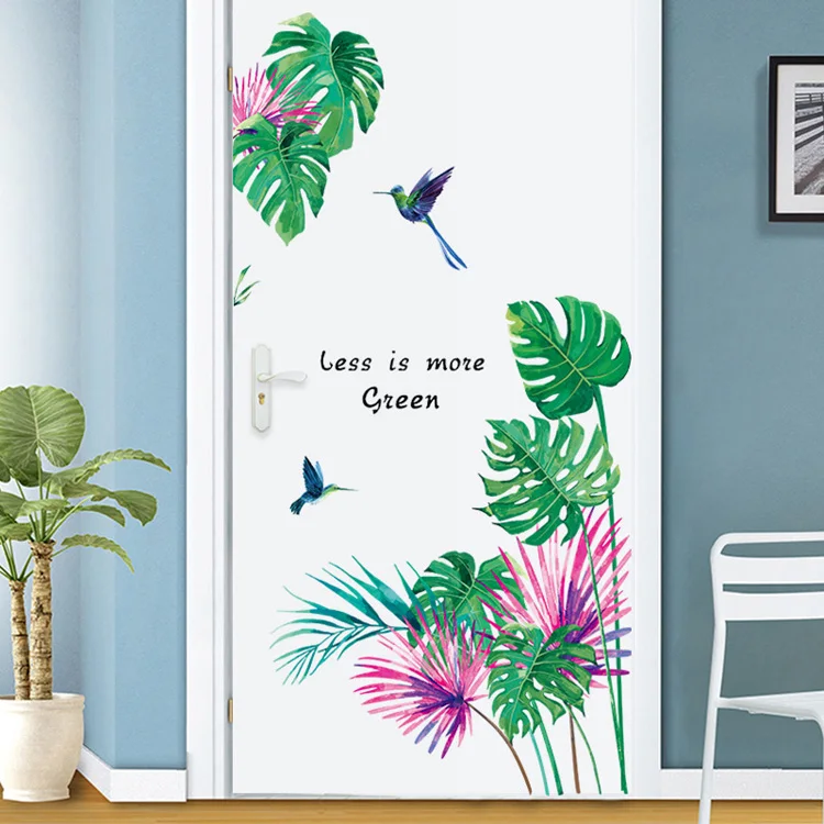 Tropische grüne Pflanze Vogel Wandaufkleber Wohnzimmer Hintergrund Dekoration Aufkleber abnehmbare Schlafzimmer Home Decor verschönern Tapete – Detail 4