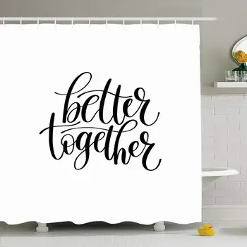 

Shower Curtain Set with Hooks 72x72 Unity Better Together Text Poster Hand After Phrase Signs Symbols Lettering Print Lovers