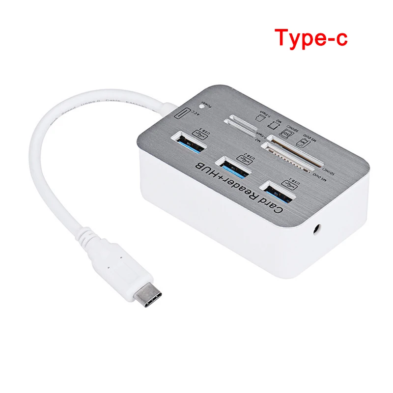 type c 3 порта USB Multi-In-1 концентратор MS SD M2 TF считыватель карт памяти Алюминиевый адаптер VDX99 - Цвет: type c