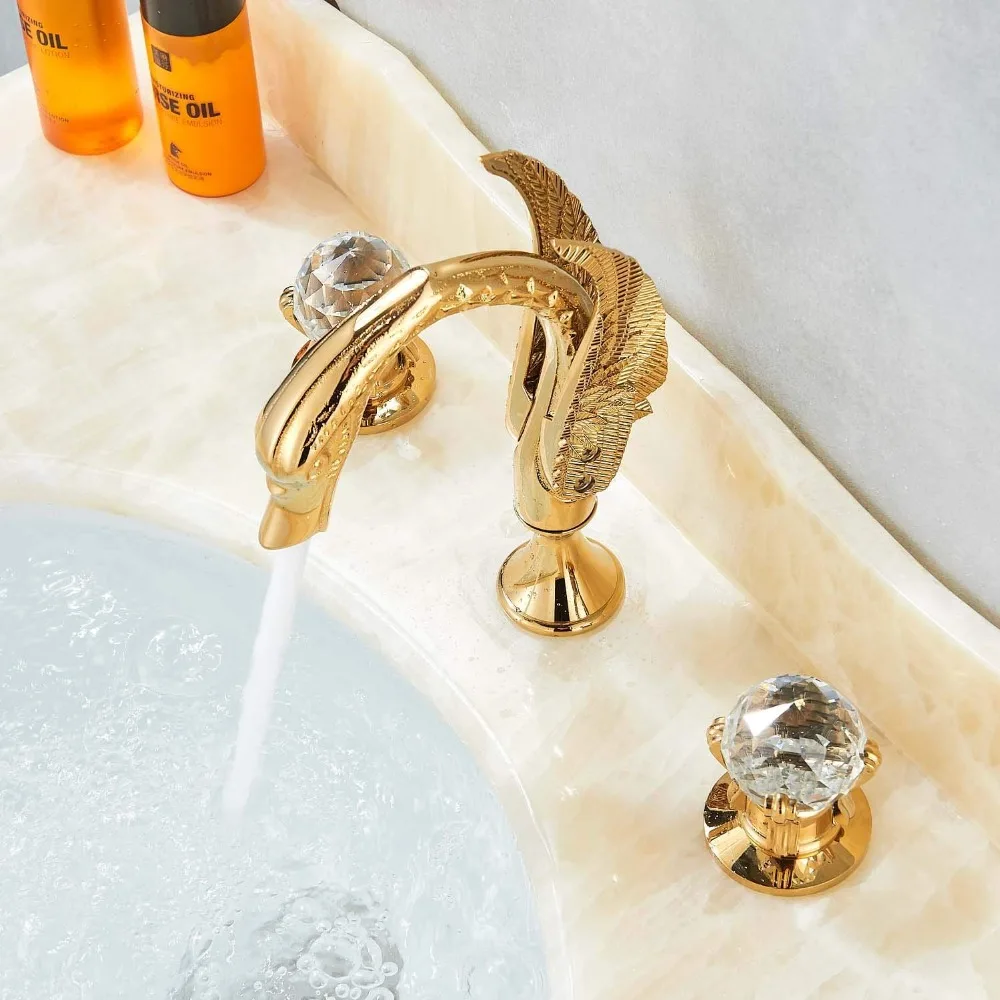 Onyzpily-Gold-Faucet-Bathroom-Sink-Tap-Polished-Gold-Swan-Two-Glass-Handles-3-Hole-Mixer-Elegant (2)