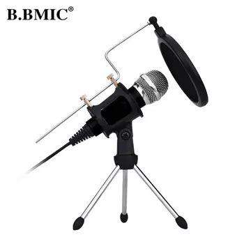 

Wired Microphone Desktop Microphone Plug-and-play Singing Broadcasting Professional Condenser Microphone 3.5mm Microphone Black