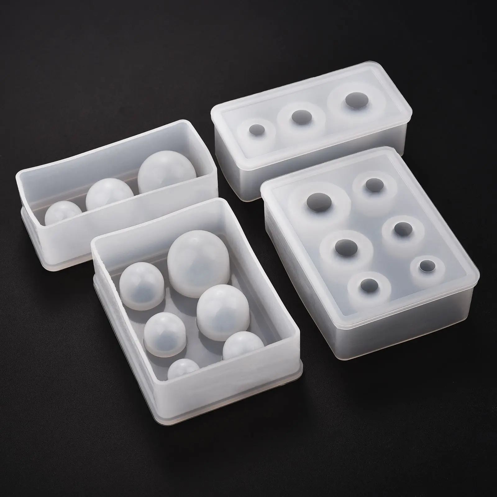 4pcs/set Ball Silicone Resin Molds, 3D Eggs Ball Epoxy Resin Molds , Sphere  Pendant Casting Molds for DIY Jewelry Making 