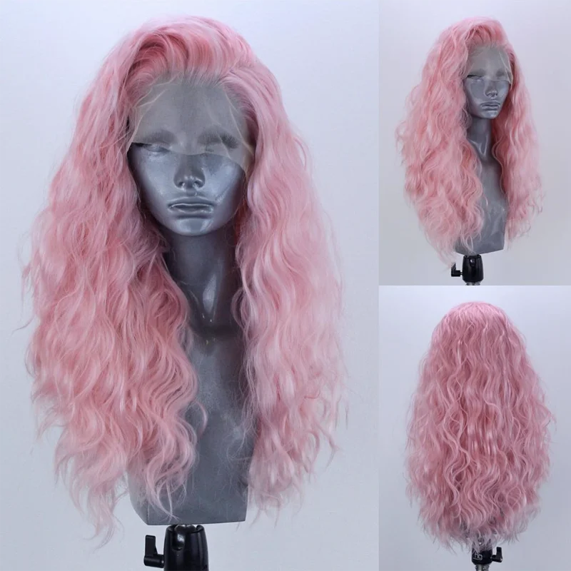 RONGDUOYI Long Pin Hair Synthetic Lace Front Wig Natural Wave Wigs for Women Side Part High Temperature Cosplay | Шиньоны и парики