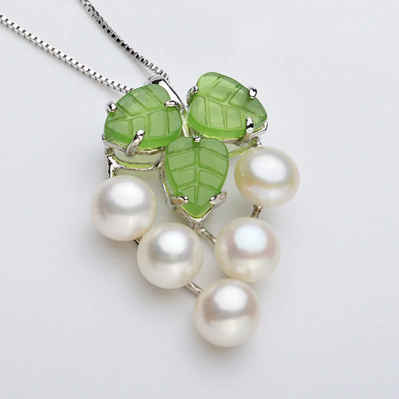 BSL Fine Jewelry Unique 925 Sterling Silver Chains Natural Freshwater Pearl Necklace Pendants For Women, Grape Shape Pendant