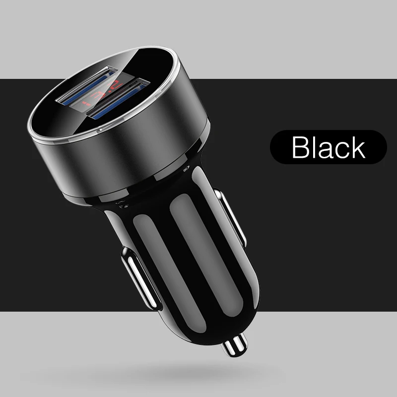 Двойной зарядное устройство USB YKZ светодиодный дисплей 3.1A Быстрая зарядка зарядное устройство универсальное автомобильное зарядное устройство для телефона iPhone Xiaomi Мобильные телефоны Samsung - Тип штекера: Black