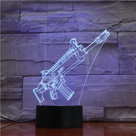 Прилавок CS игра акрил M4 A1 пистолет 3D ночник Светодиодная лампа сенсорный датчик 7 цветов Изменение Настольная лампа детские подарки 1693