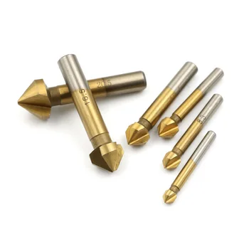 

6pcs Chamfer Cutter 90 Degree Hex 5 Flute Drill Bits Counter Sink Milling Set