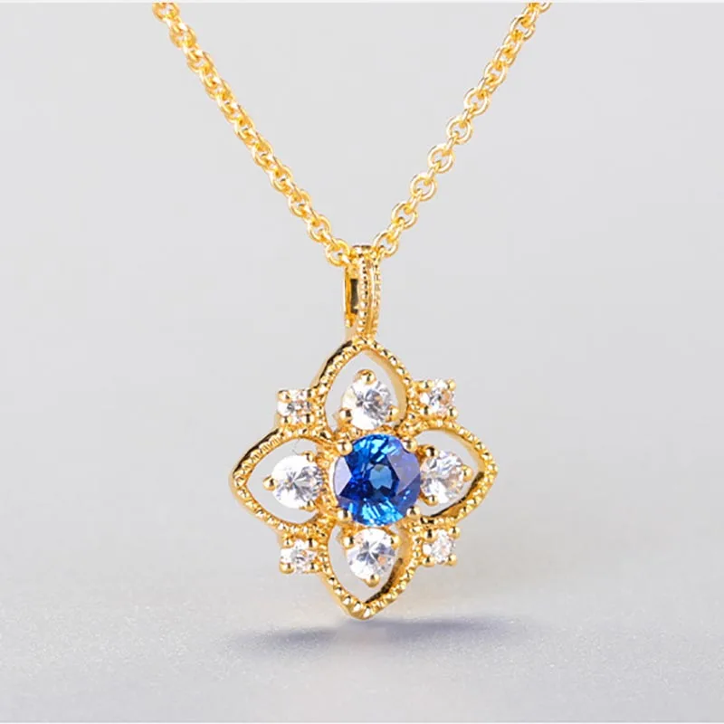 Bague Ringen, женское Настоящее серебро 925, ожерелье, ювелирное изделие, желтое золото, с круглой формой, сапфир, драгоценный камень, циркон, для свадебной вечеринки - Цвет камня: blue
