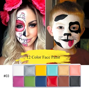 

VERONNI 12 Colors Face Body Art Painting Body Paint Oil Painting Tattoo Makeup Cosmetic Body Painting Halloween Party 96g