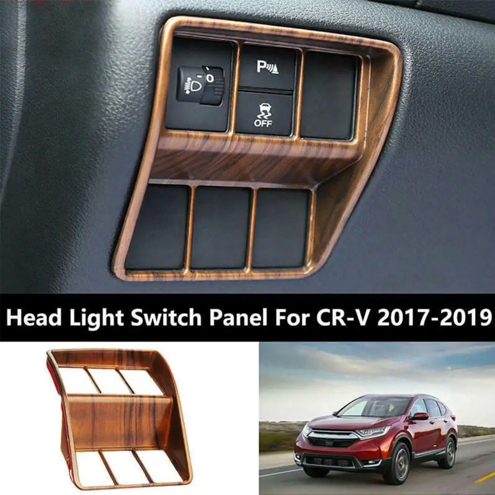 

OLOMM Peach Wood Grain Head Light Switch Panel Cover Trim Fit for Honda CRV CR-V 2017-2019