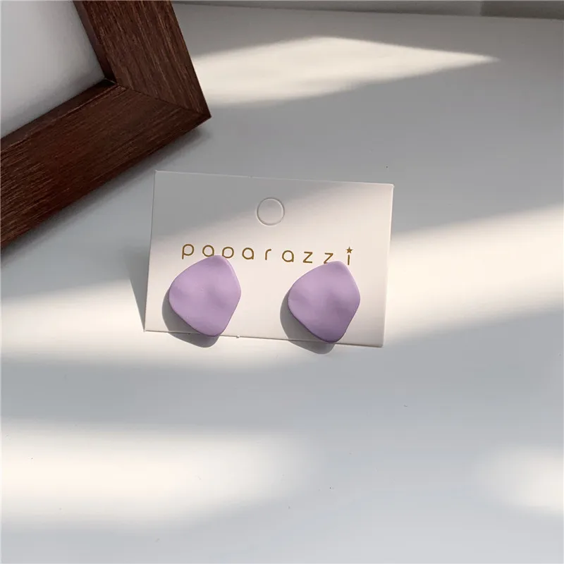 Purple temperament contracted fashion small pure and fresh and irregular geometrical earrings stud earrings jewelry accessories