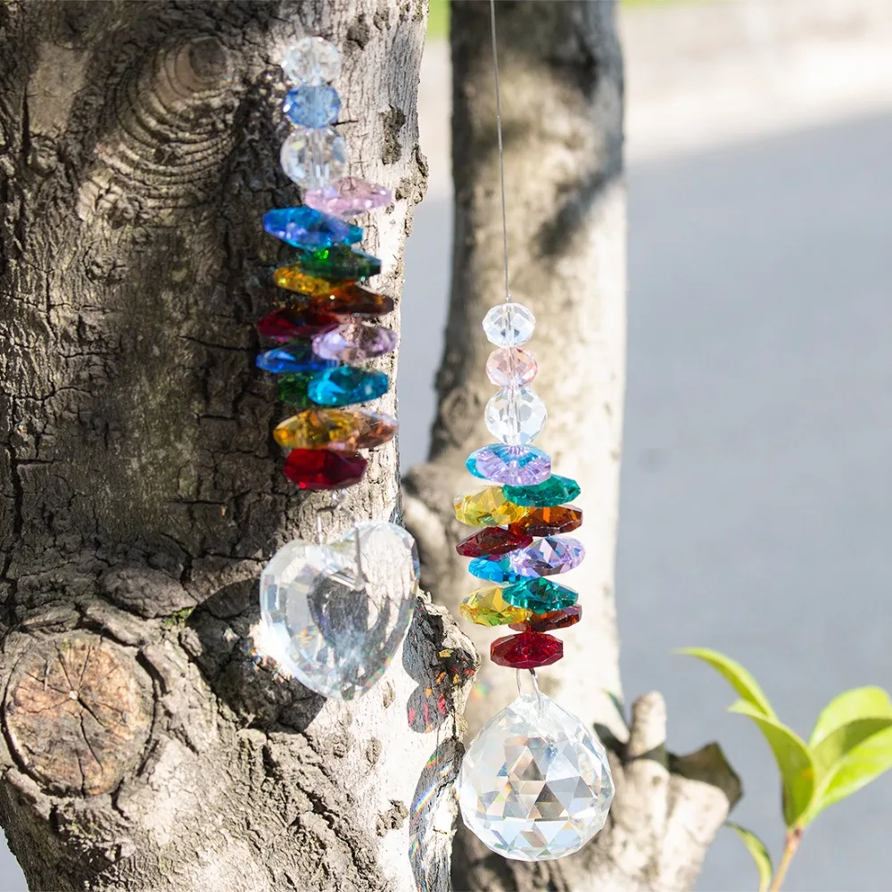 H& D набор из 2, Кристалл Suncatchers Радуга производитель чакра Призмы Висячие подвесные окна Защита от солнца для дома и сада украшения подарок