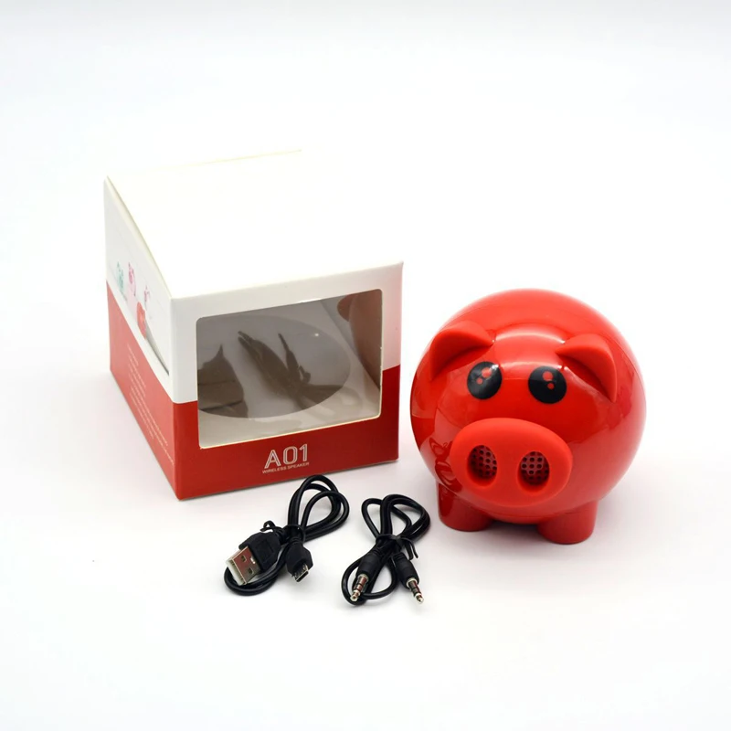 Jinreach высокое качество A01 Милая свинка беспроводной Bluetooth динамик портативный мини милые животные громкоговоритель детский динамик - Цвет: Red
