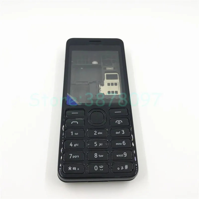 Лучшее качество,, для Nokia Asha 206 2060, двойная SIM Крышка корпуса, дверная рама+ задняя крышка батареи+ клавиатура+ логотип - Цвет: Black