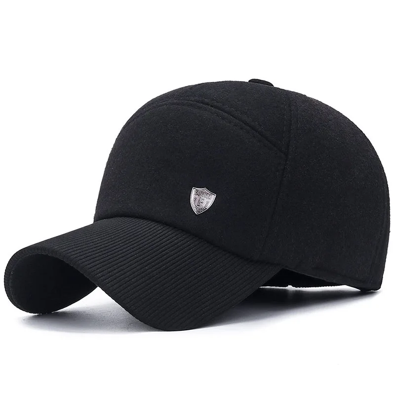Простые мужские зимние бейсболки защита ушей теплая Кепка с якорем утолщаются Gorras Регулируемый головной убор для мужчин высокого качества