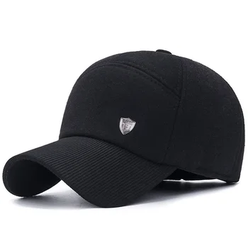 

2019 Simple Men Winter Baseball Caps Ear Protection Warm Casquette Cap Thicken Gorras Adjustable Hat for Man High Quality