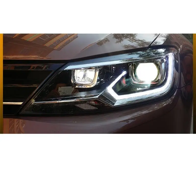 Автомобильные наружные автозапчасти, Автомобильные дневные светодиодные ходовые фары, автомобильные фары в сборе 17 18 для Volkswagen Lamando