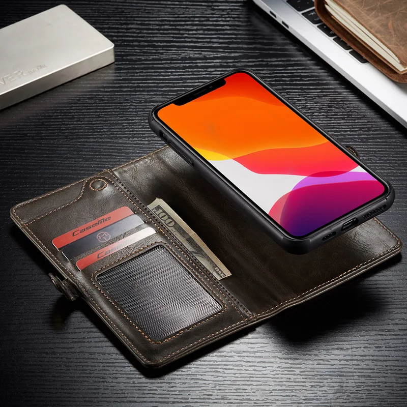 CaseMe роскошный для Iphone 6S 7 8 Plus X XS XR из натуральной кожи многофункциональный флип чехол-портмоне для карточек для Iphone 11 Pro Max сумка для телефона