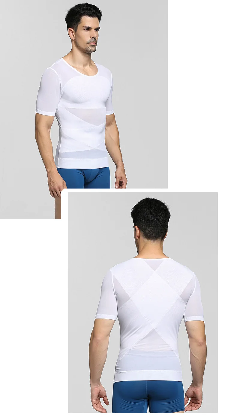 Мужская облегающая футболка гинекомастия корсет для талии Abdo мужской жир контроль утягивающий пояс для живота компрессионная одежда для похудения Мужская корректирующая одежда