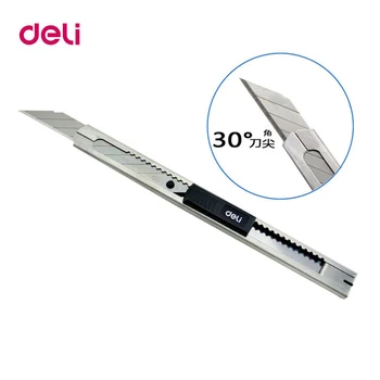 

Deli High Quality Zinc Alloy Self-Locking Function Safety For Carving Open Box Wallpaper Cutter Utility Knife