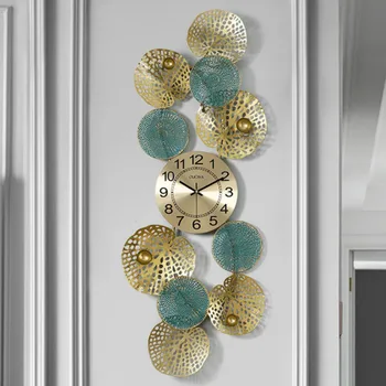 

Luxury Wall Clock Nordic Large Art Golden Metal Modern Design Clock Silent Creative Living Room Wall Clock Home Decor DA60WC