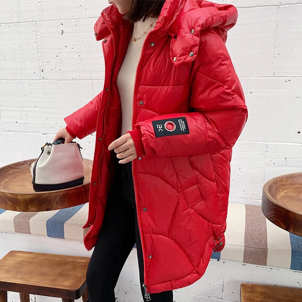 Женское пальто с капюшоном, длинное пальто, парка, негабаритная цветная куртка средней длины, женская зимняя Толстая куртка, пуховик, женская зимняя#2