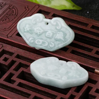 

Natural Emerald Long Life Centenary Lock Jade Pendant Beads Necklace Charm Jewellery Fashion Hand-Carved Man Woman Luck Amulet
