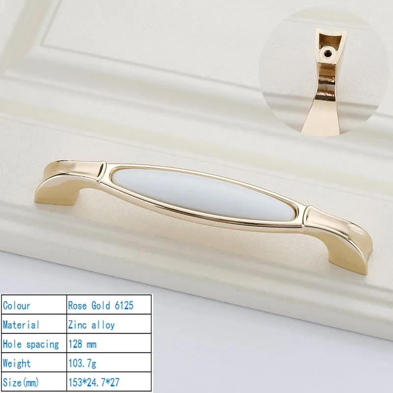 Gold 6125-128mm LBA Европейский стиль ящик шкаф домашний шкаф дверная ручка мебельная фурнитура, металлоизделия керамические золотистые ящик металлическая ручка - Цвет: Gold 6125-128mm