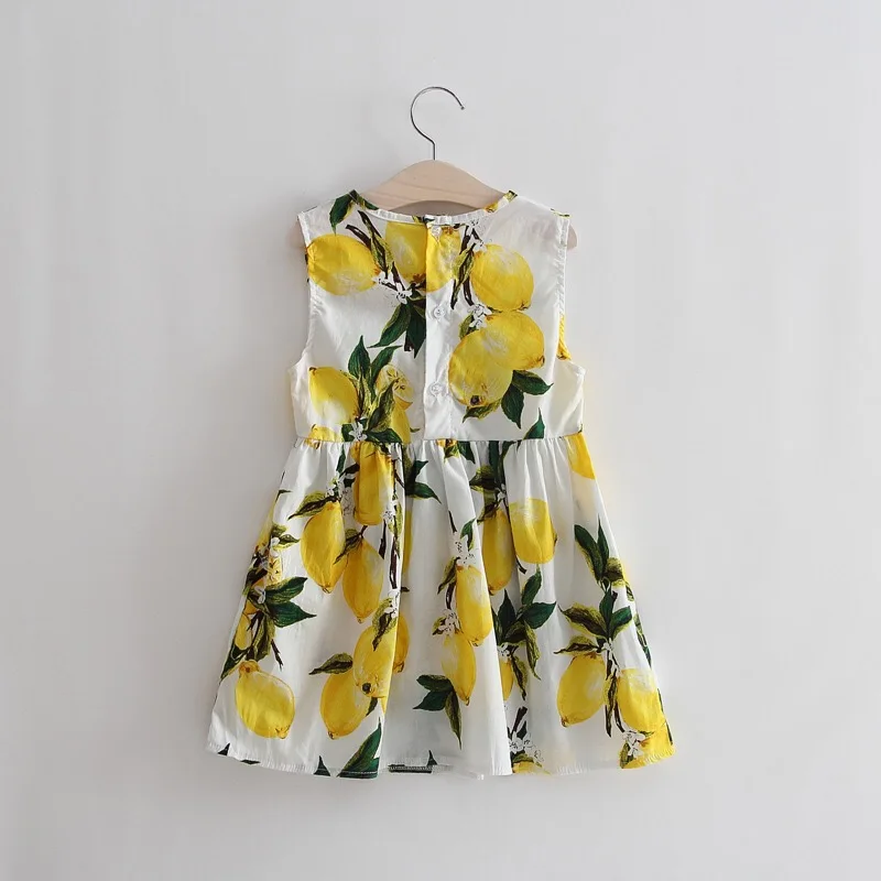 Summer Baby Girl Lemon Print Sleeveless Dress for Toddler Girl Dress