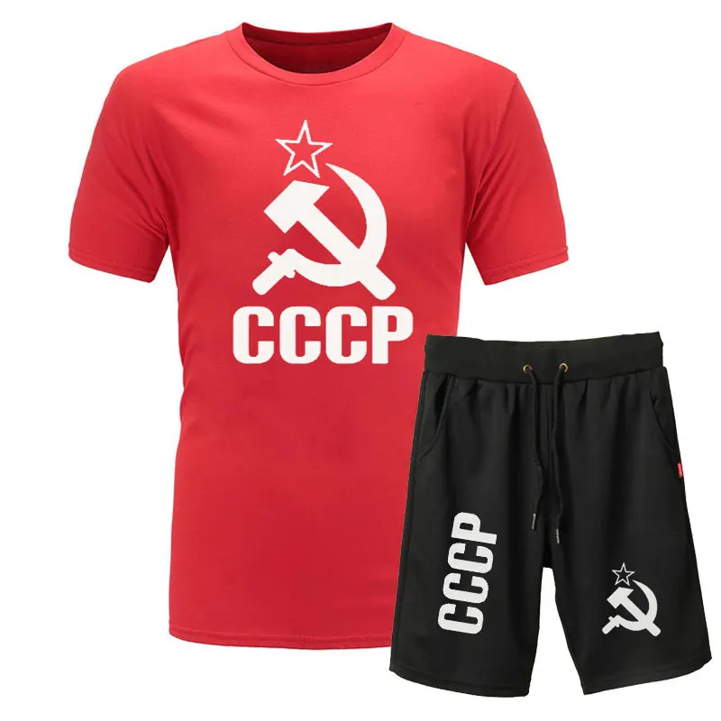 Бренд 2 шт мужские футболки+ шорты летние хлопковые футболки с коротким рукавом и принтом повседневные футболки мужские футболки Homme M-XXL