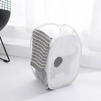 

Foldable Dirty Clothes Storage Basket Mesh Laundry Hamper Children's Toys Shoes Sundries Organizer