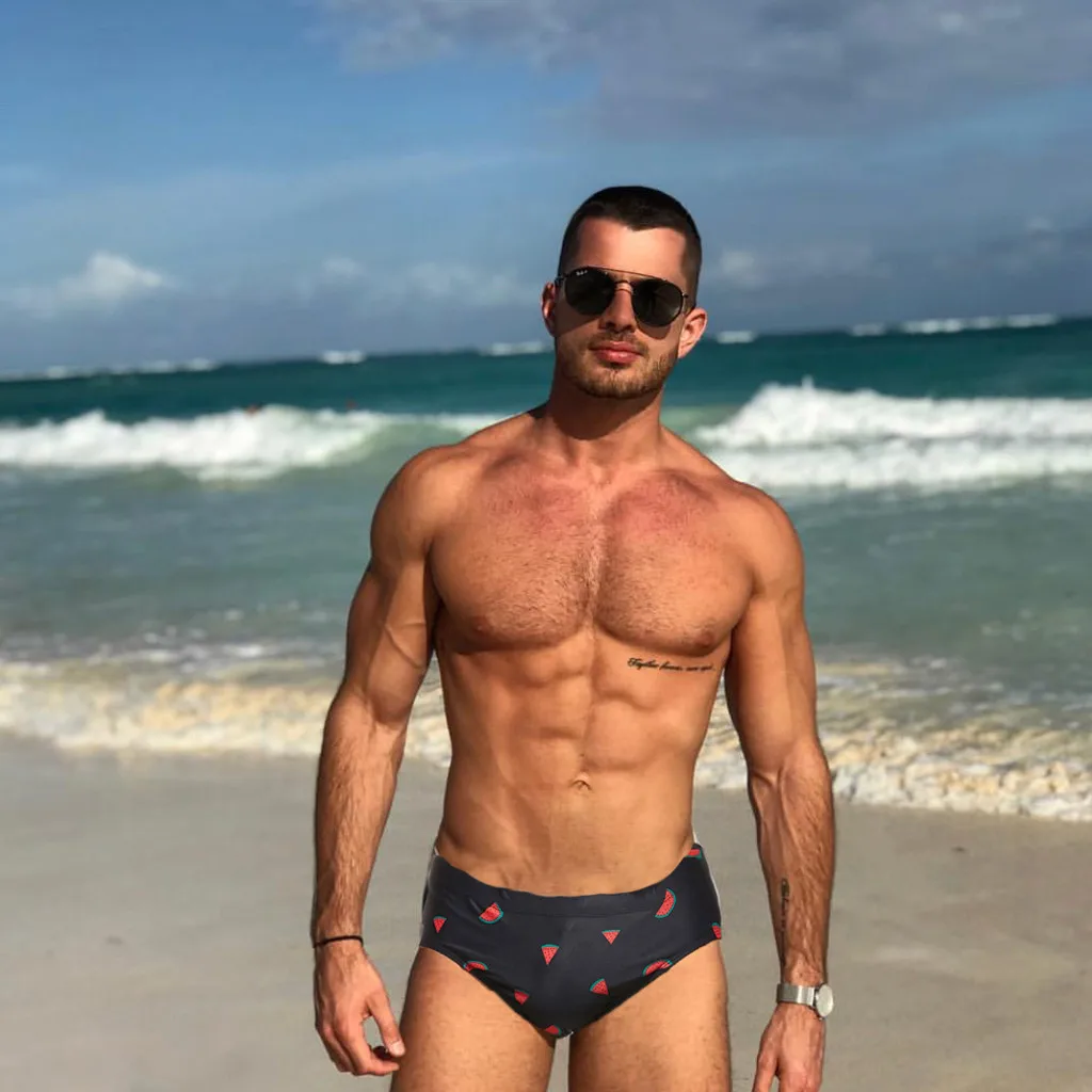 Мужская короткая одежда для плавания мужские плавки с фламинго бикини низкая