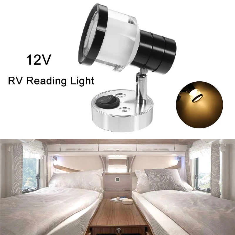 

3W LED Reading Light 12V Marine Interior Wall Lamp RV Boat Camper Warm Spotlight Caravan Boat Motorhome Camper Lamp