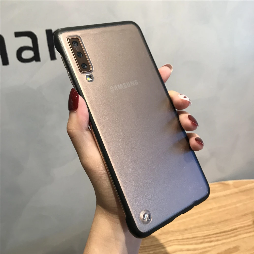 

Original Feel Bumper Frameless Phone Case For Samsung Galaxy A7 2018 Note 10 Plus S9 S8 Cover Solid Matte Back Case Borderless