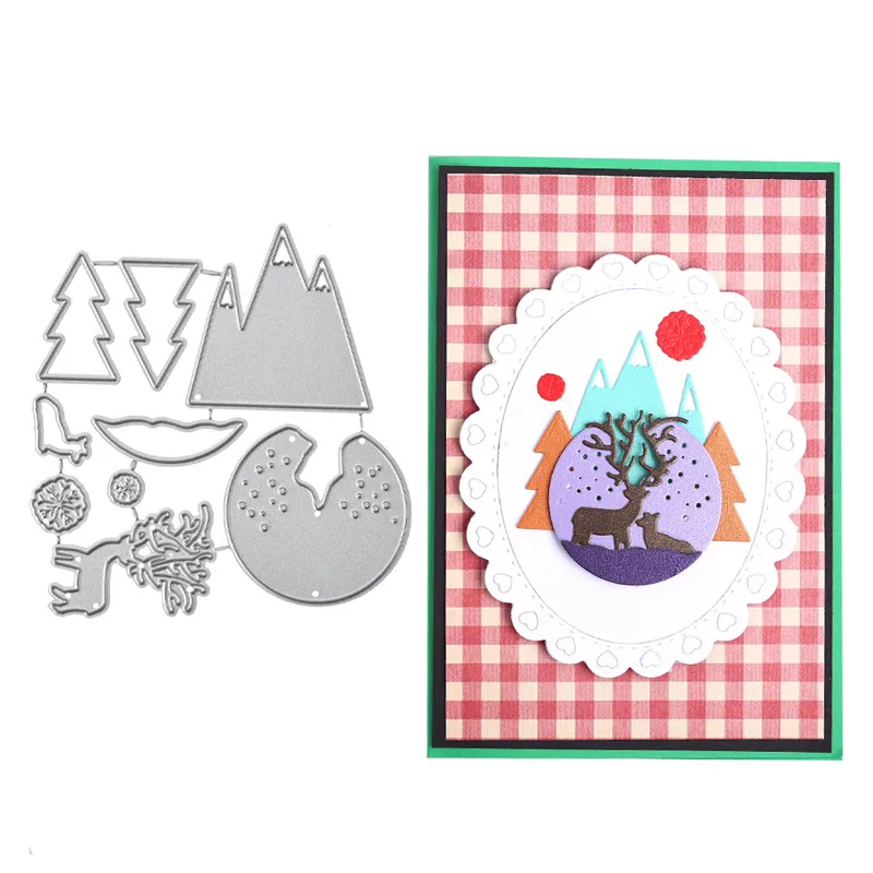 

Naifumodo Christmas Elk and Hills Metal Cutting Dies New 2019 for Craft Dies Scrapbooking Card Making Embossing Stencil Die Cut